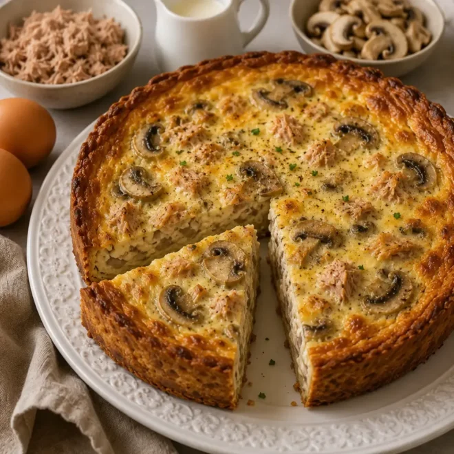Quiche Sans Pâte au Thon et Champignons