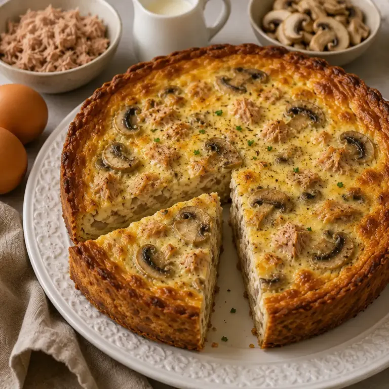 Quiche Sans Pâte au Thon et Champignons
