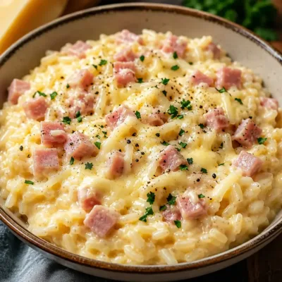Riz Crémeux au Fromage et Jambon : Recette Facile