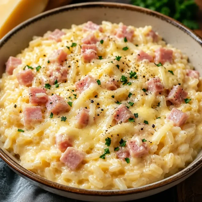 Riz Crémeux au Fromage et Jambon : Un Plat Réconfortant et Gourmand