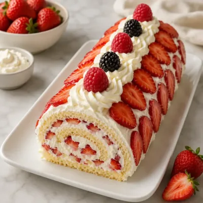 Roulé aux fraises et chantilly : dessert léger et frais