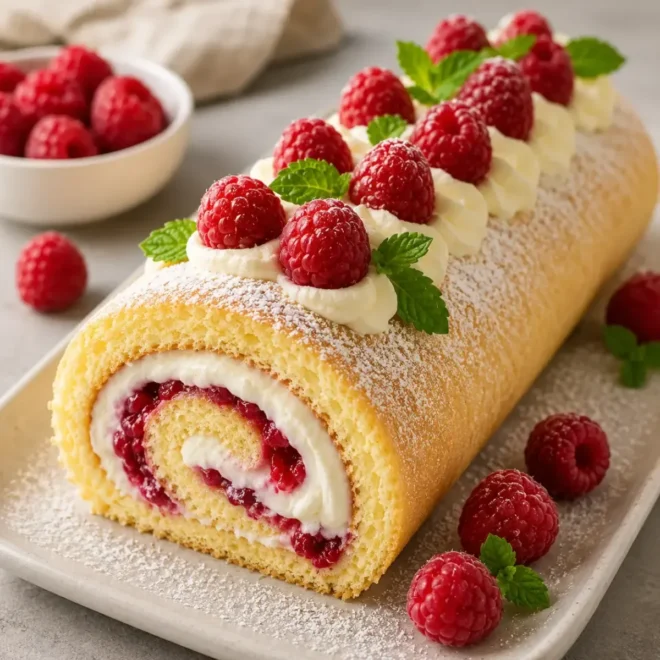 Roulé aux Framboises et Crème Chantilly : Un Dessert Léger, Élégant et Irrésistible