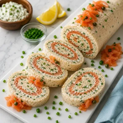 Roulé de Pain de Mie au Saumon Fumé