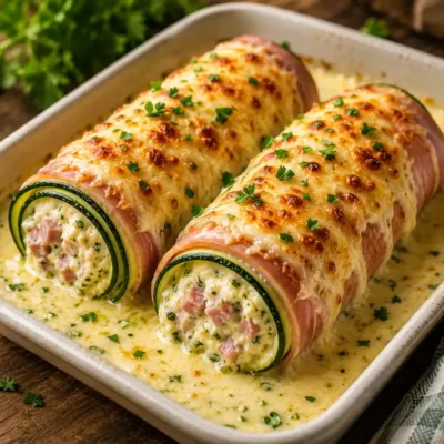 Roulés de Courgettes au Jambon et Fromage Gratinés