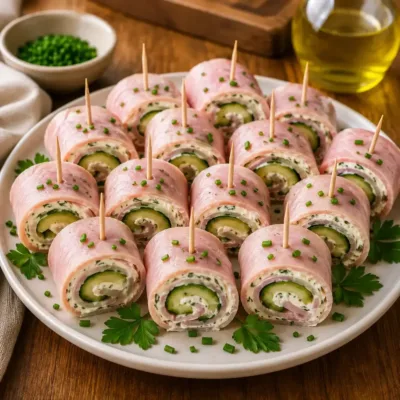 Roulés de Jambon au Fromage Frais et Concombre