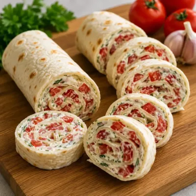 Roulés de Tortilla au Fromage Frais et Tomates