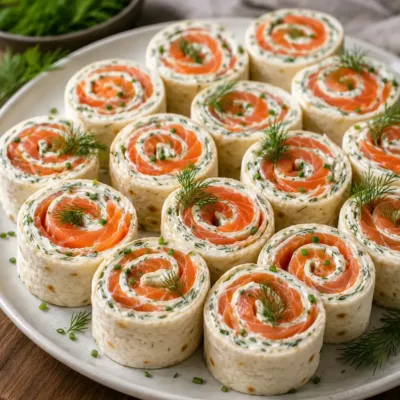 Roulés de Tortillas au Saumon Fumé et Fromage Frais