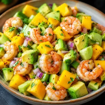 Salade crevettes, mangue et avocat : fraîcheur en assiette