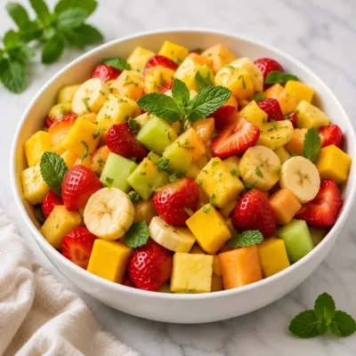 Salade de Fruits Exotiques et Fraises : Fraîche et Colorée