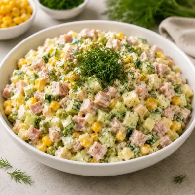 Salade de Jambon, Œufs et Maïs Fraîche