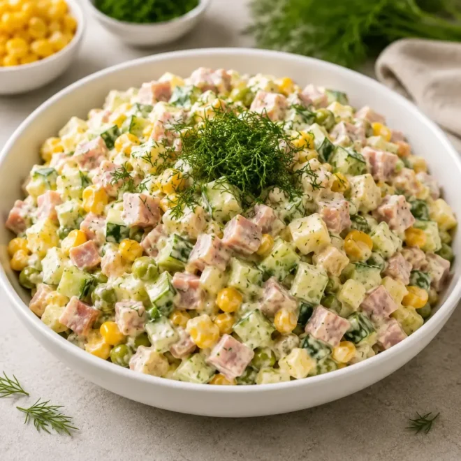 Salade de Jambon, Œufs, Maïs et Concombre