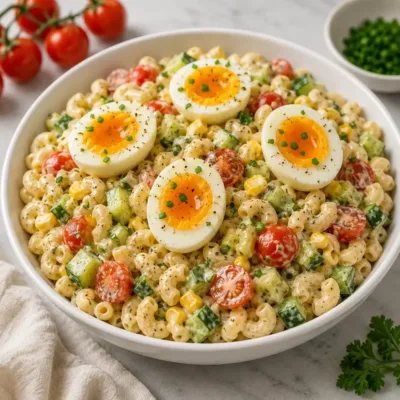 Salade de Macaroni Crémeuse aux Œufs et Légumes