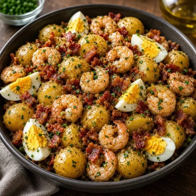 Salade de Pommes de Terre aux Crevettes, Bacon et Œufs : Fraîche, Gourmande et Complète