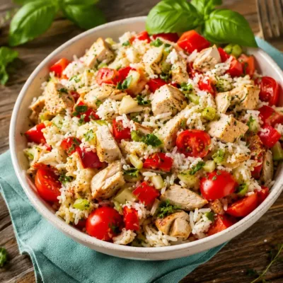 Salade de Riz au Poulet : Fraîche et Gourmande