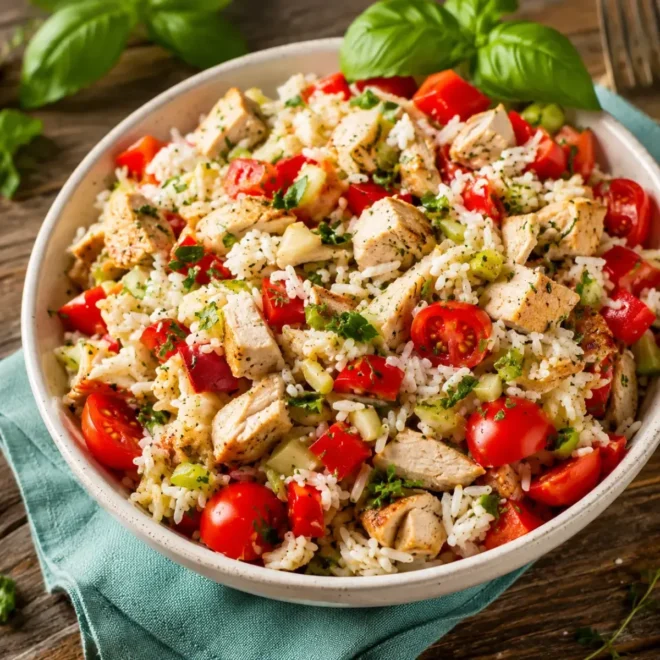 Salade de Riz au Poulet : Une Recette Fraîche, Complète et Gourmande
