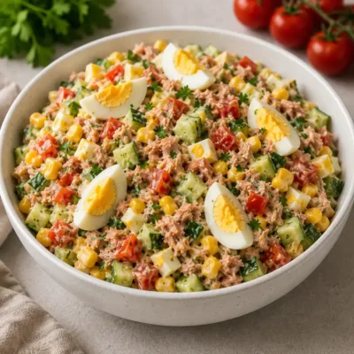 Salade de Thon, Maïs et Œufs : Fraîcheur Assurée