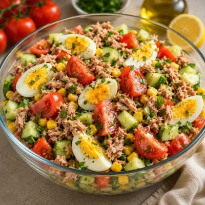 Salade de Thon, Œufs et Légumes Croquants