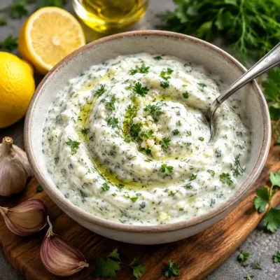 Sauce au Yaourt, Ail et Herbes Fraîches
