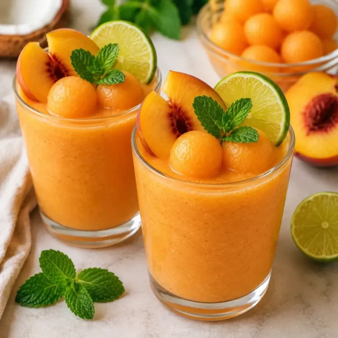 Smoothie Melon, Pêche et Eau de Coco