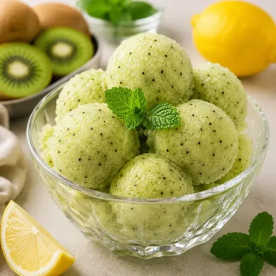 Sorbet Kiwi, Citron et Menthe : Fraîcheur et Légèreté