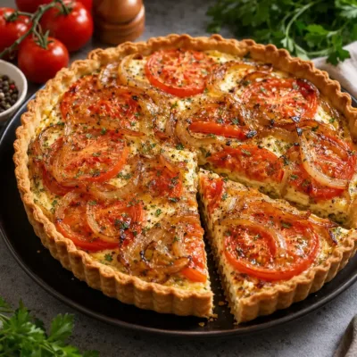 Tarte au Thon, Tomates et Oignons Caramélisés