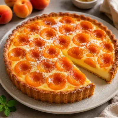 Tarte aux abricots et crème pâtissière délicieuse