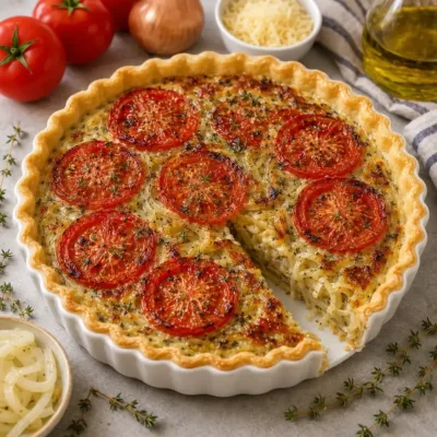 Tarte aux Tomates et Oignons Caramélisés