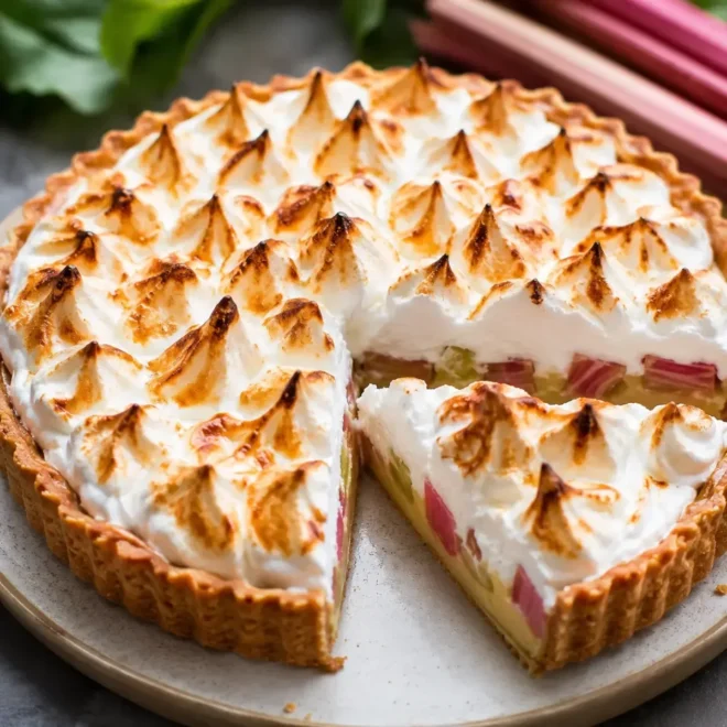 Tarte Crémeuse à la Rhubarbe Meringuée : Le Dessert Acidulé et Gourmand