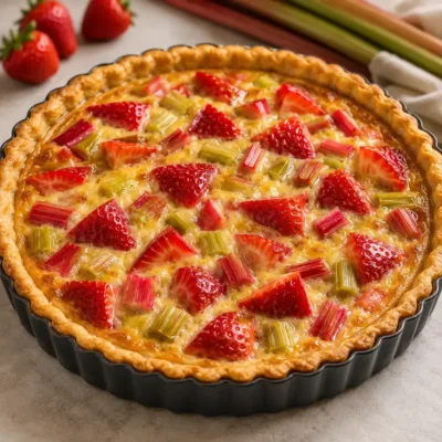 Tarte Rhubarbe Fraises Crémeuse : Dessert Printanier