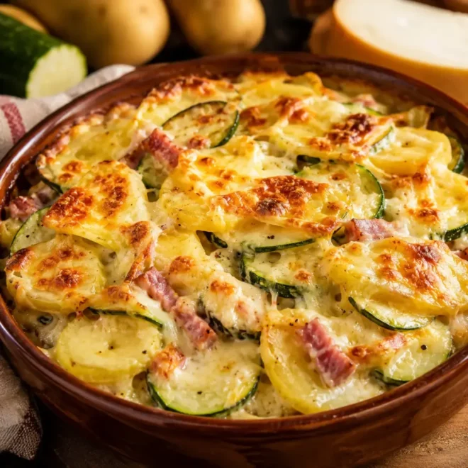 Tartiflette légère aux courgettes et pommes de terre