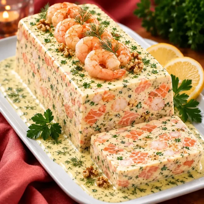 Terrine de Saumon, Crevettes et Noix : Une Entrée Festive Pleine de Saveurs
