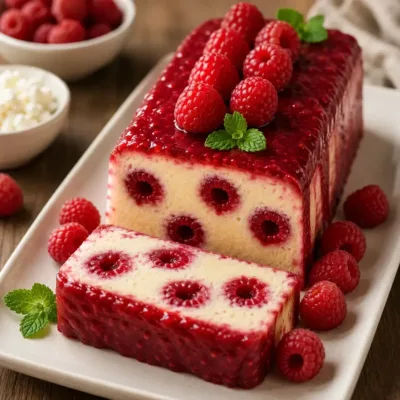 Terrine Gourmande au Fromage Blanc et Framboises