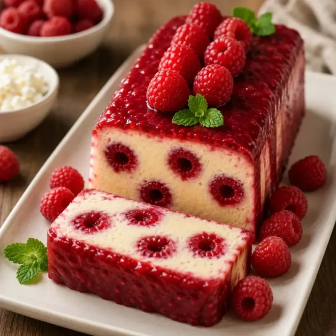 Terrine Gourmande au Fromage Blanc et Framboises