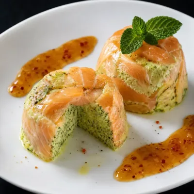 Timbales de Saumon & Mousse de Courgettes Élégantes