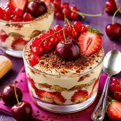 Tiramisu aux fraises et cerises : un délice fruité