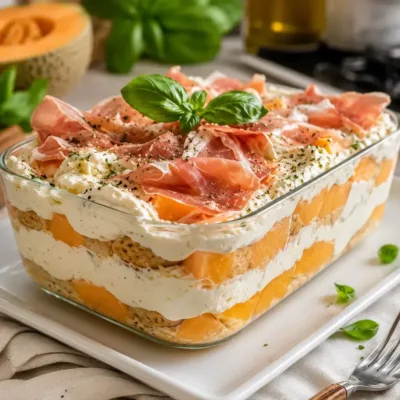 Tiramisu Estival au Melon et Jambon Sec
