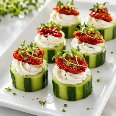 Toast de concombre au fromage frais et tomate séchée