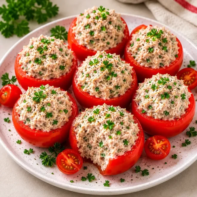 Tomates Farcies à la Mousse de Thon : Une Entrée Fraîche, Légère et Pleine de Saveurs