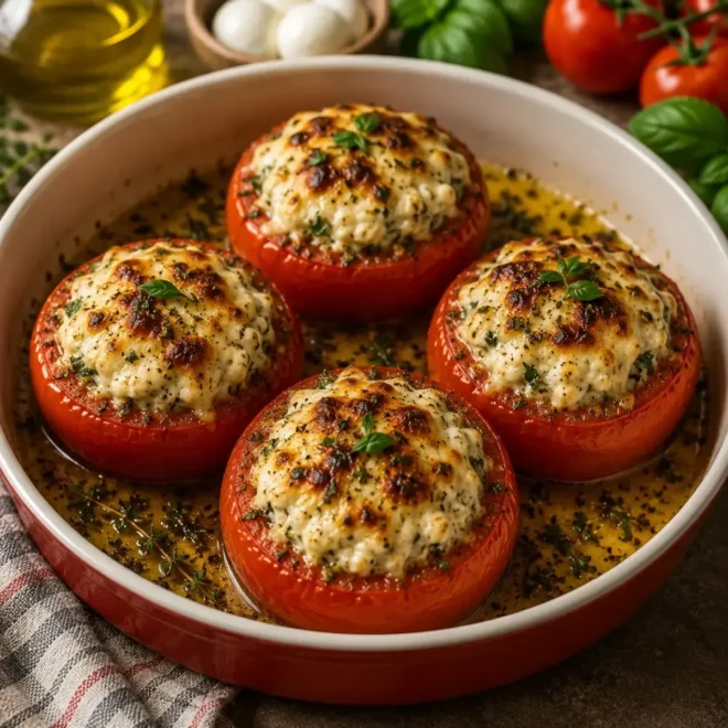 Tomates Farcies Gratinées à la Mozzarella et aux Herbes