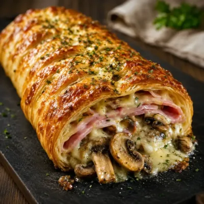 Tresse Feuilletée au Jambon et Fromage Fondant