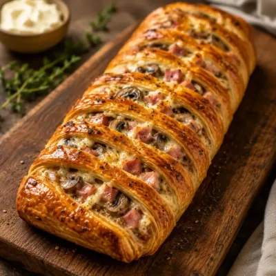 Tresse Feuilletée au Jambon et Fromage