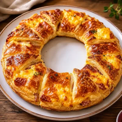 Couronne feuilletée au jambon et fromage gourmande