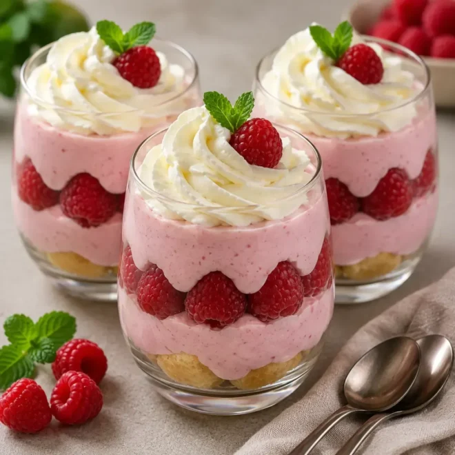 Verrines aux framboises et mousse mascarpone