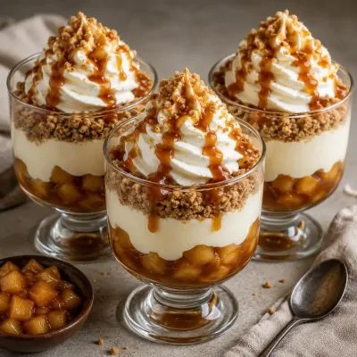 Verrines aux pommes caramélisées et crème vanillée