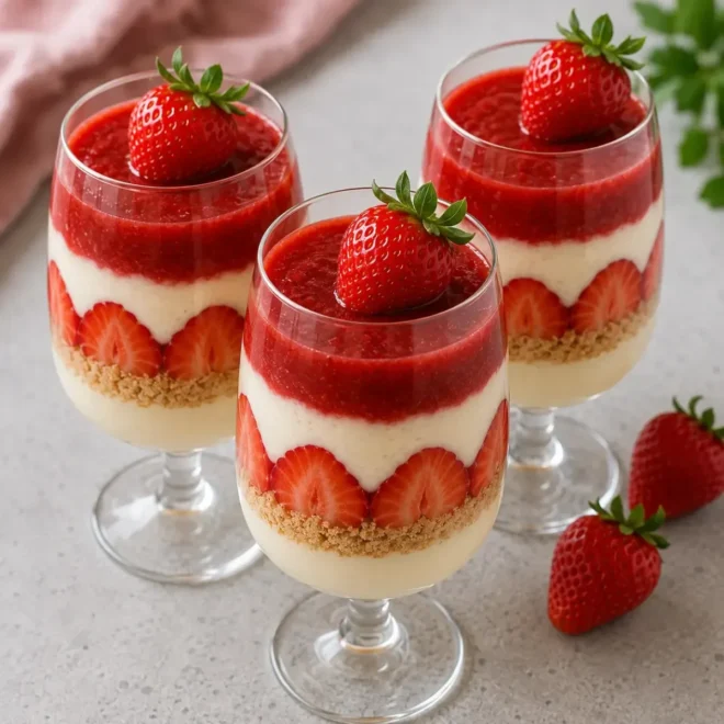 Verrines Cheesecake aux Fraises Sans Cuisson