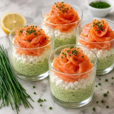 Verrines de Saumon Fumé et Mousse aux Herbes
