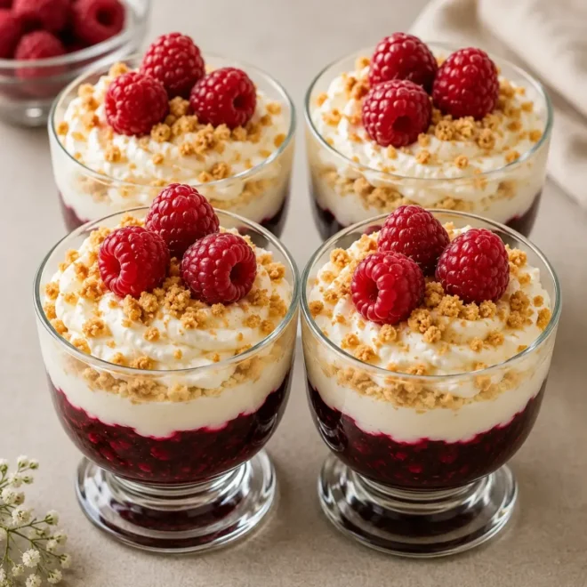 Verrines Framboises, Crème Vanillée et Spéculoos : Un Dessert Frais et Élégant