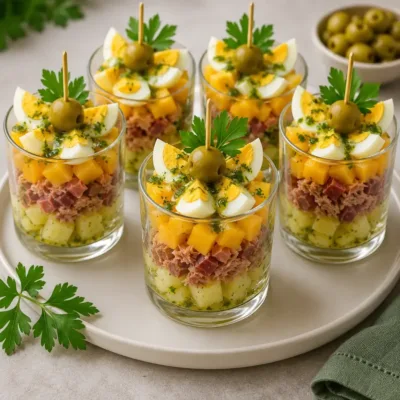Verrines Gourmandes au Thon et Cheddar