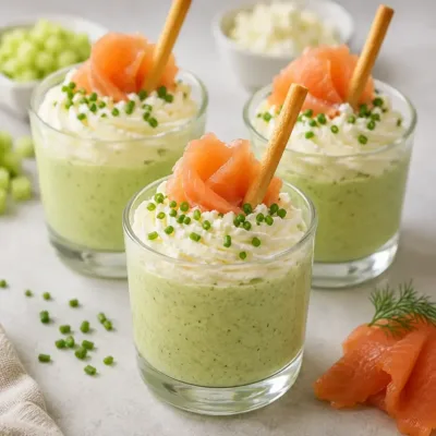Verrines Mousse de Concombre, Feta et Saumon Fumé