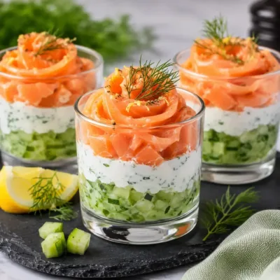Verrines Saumon-Concombre : fraîcheur chic en 15 min